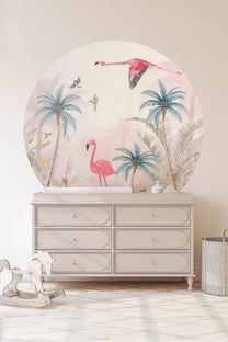 Behangcirkel Pink Flamingo | ⌀ 145 cm