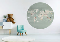 Behangcirkel Wereldkaart | Mint