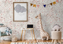 SALE | Behang Vintage flowers | Wit | Patroonbehang