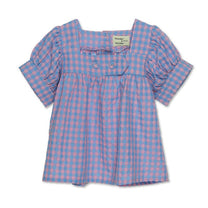 Blouse square neck | Blue/pink check | Wander & Wonder