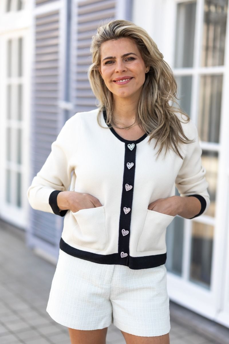 Cardigan Bonbon | White & black | Studio Poespas
