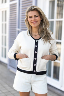 Cardigan Bonbon | White & black | Studio Poespas