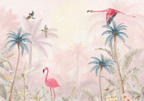 Behang Pink Flamingo
