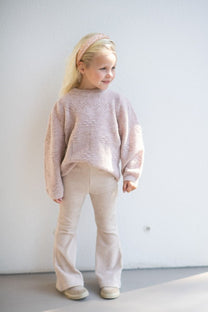 Flared broek | Rib crème | Navy Natural