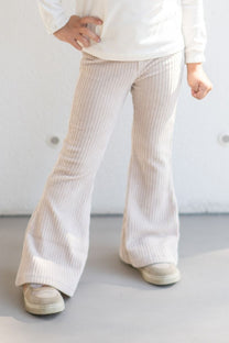 Flared broek | Rib crème | Navy Natural