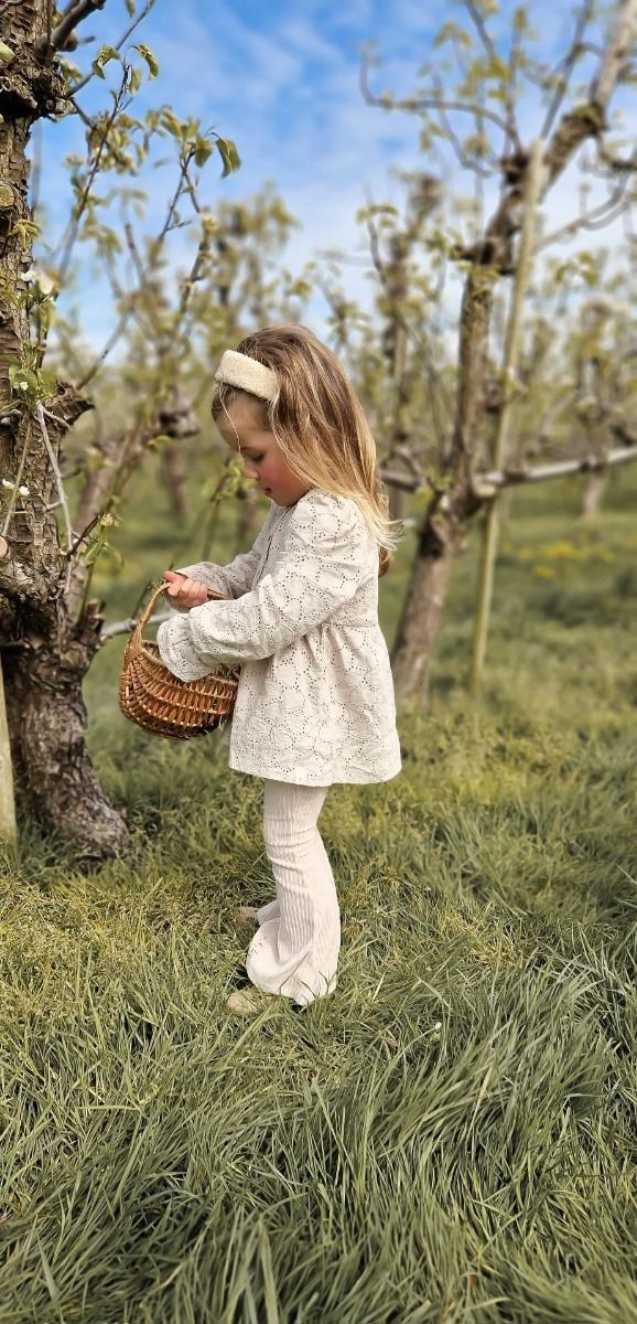 Flared broek | Rib crème | Navy Natural