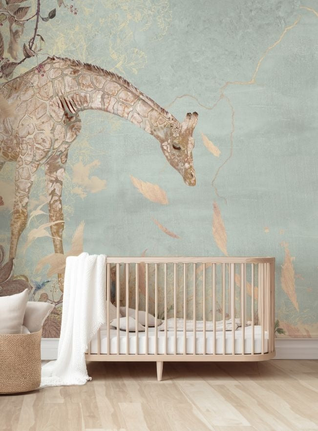SALE | Behang Giraffe | Mint | 400x280cm