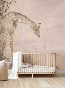 Behang Giraffe | Roze