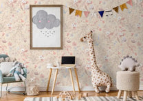 SALE | Behang Vintage flowers | Roze | Patroonbehang