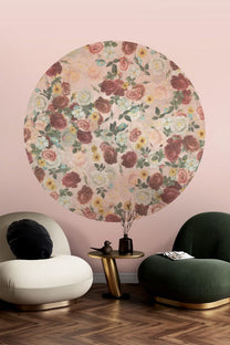 Behangcirkel English Garden | ⌀ 145 cm | Roze