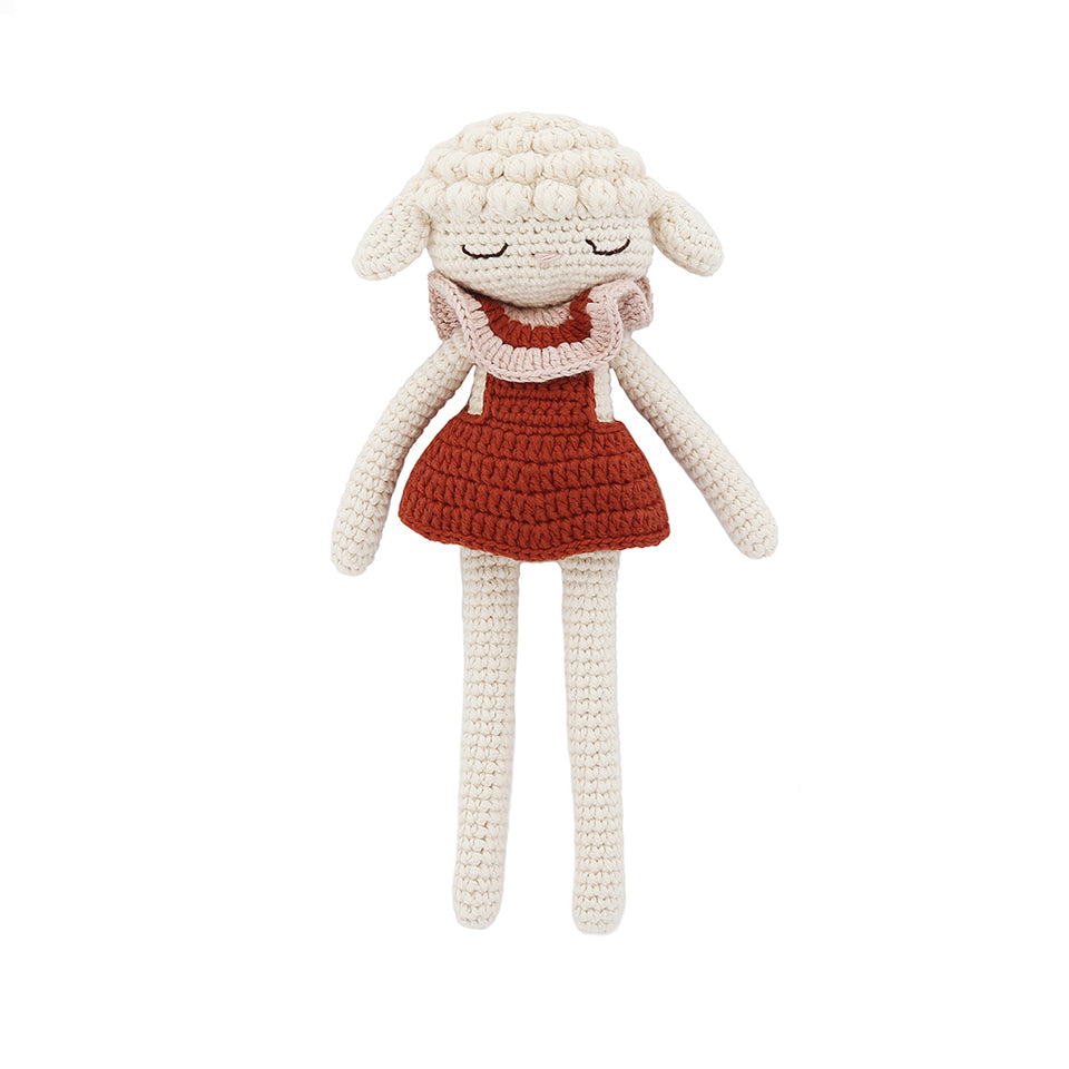 Knuffel Luna Lamb | Cream/burgundy | Patti Oslo
