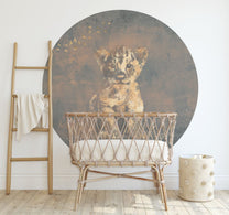 Behangcirkel Hakuna matata | Blauw / goud | Jungle collection| 145 x 145 cm