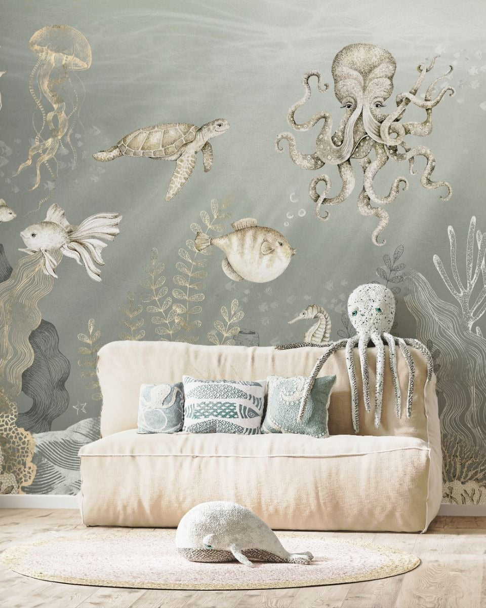 SALE | Behang Onderzee | Blauw | 200x280cm