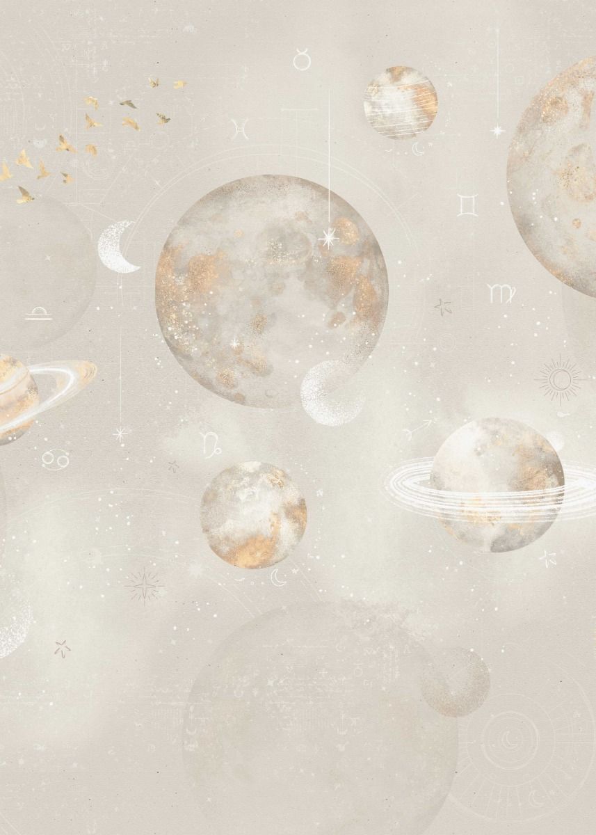 Behang Pastel Planets | Beige
