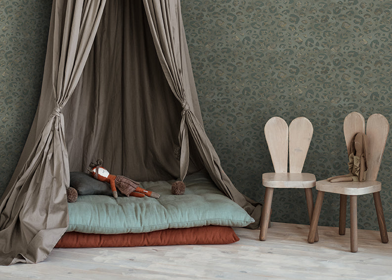 Behang Wild leopard | Groen