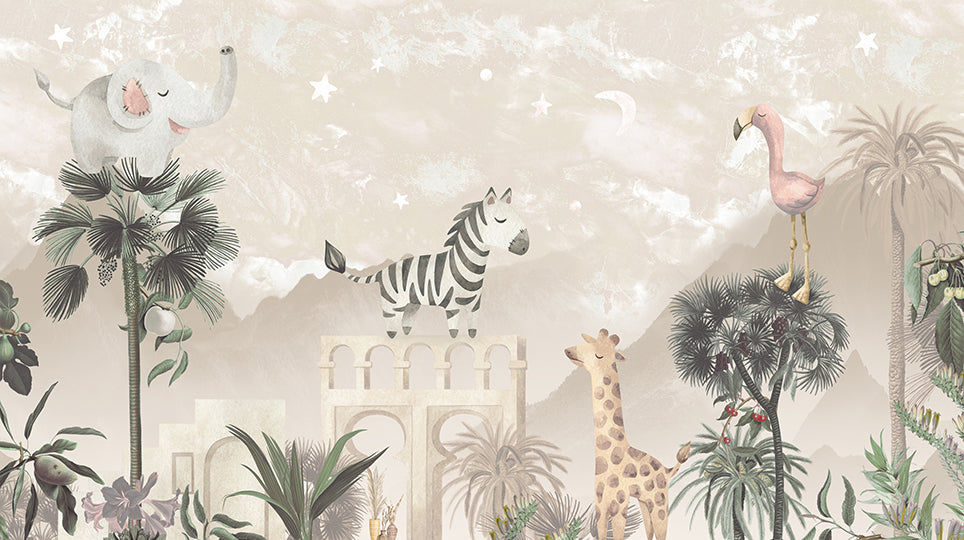 Behang Desert Animals | Taupe