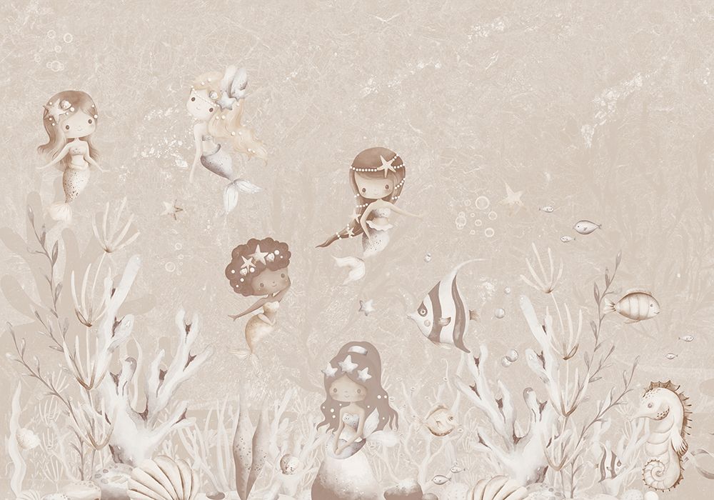 Behang Swimming Mermaids | Beige