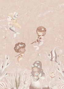 Behang Swimming Mermaids | Roze