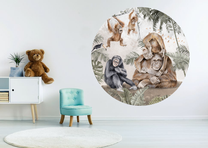 Behangcirkel apen met jungle thema