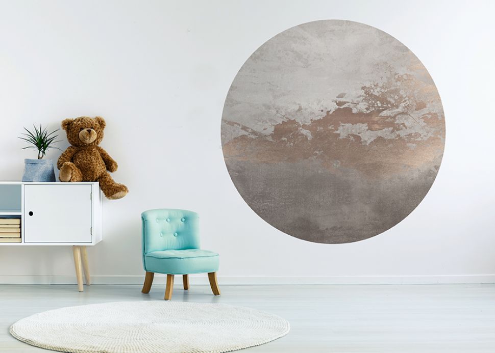 Behangcirkel Abstract gold | Taupe