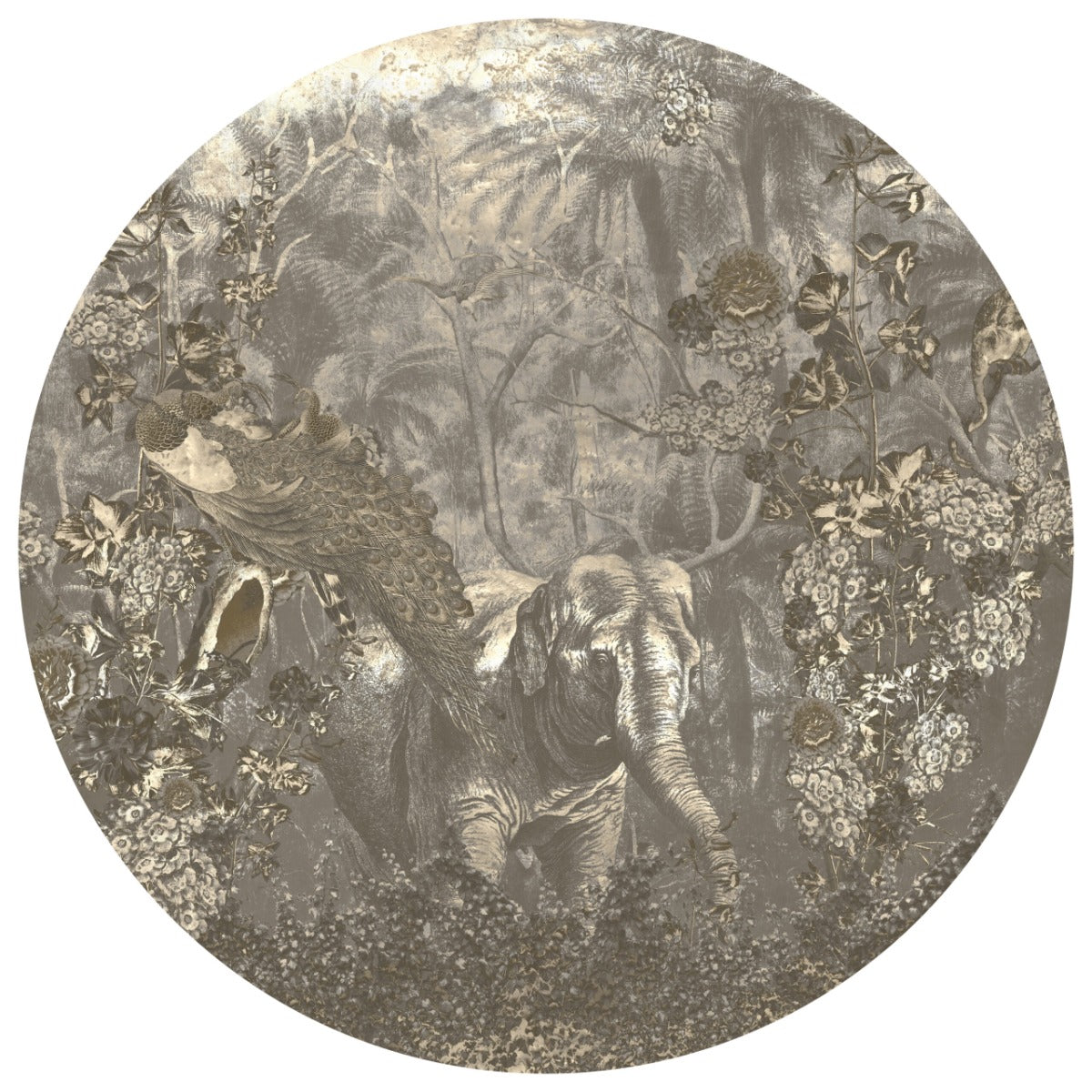 Wallpaper circle Floral Elephant