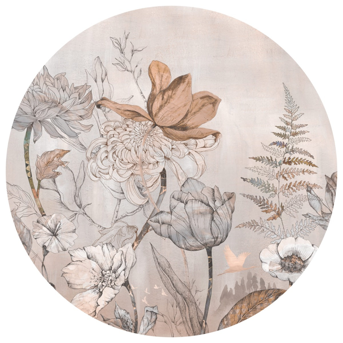 Behangcirkel Floral Garden | Roze