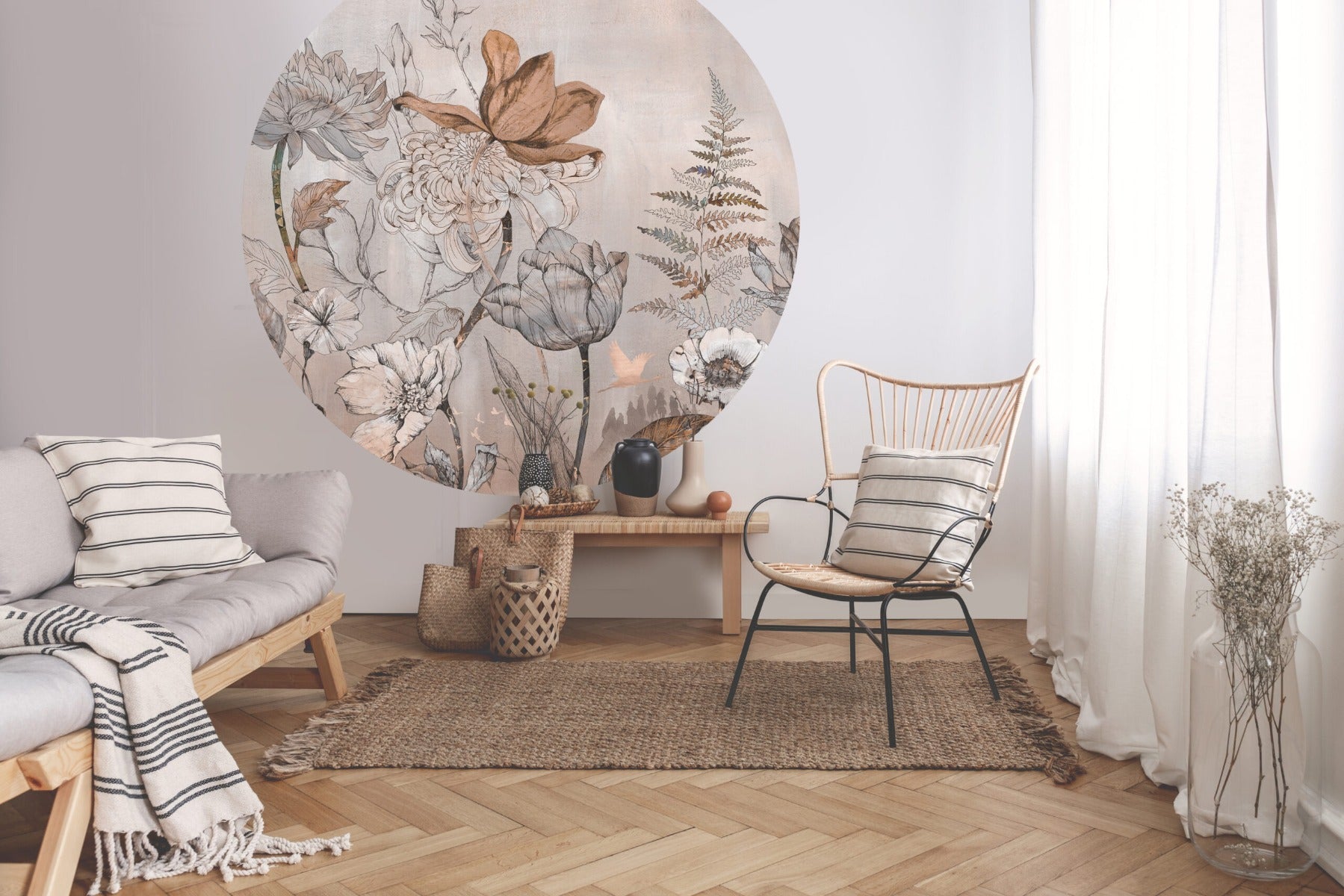 Behangcirkel Floral Garden | Roze