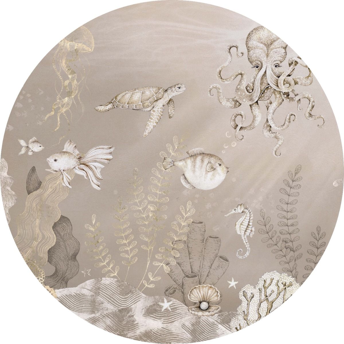 Behangcirkel Onderzee | Beige