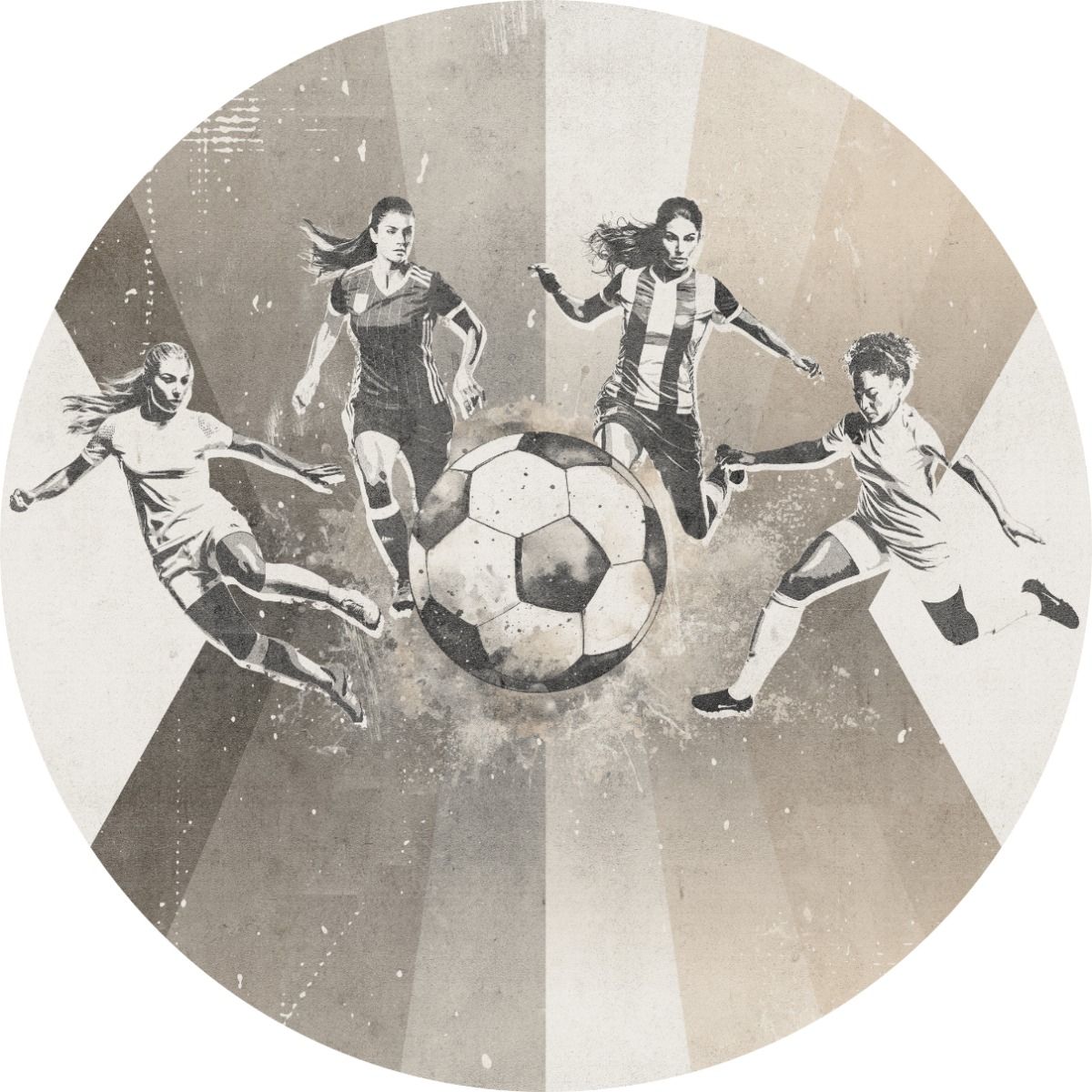 Behangcirkel Voetbal | Vrouwen | Taupe | Staaltje