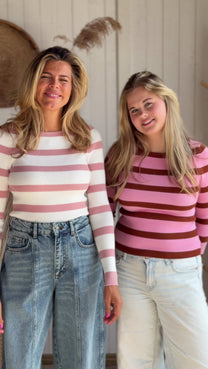 Top Sweetstripes | Pink/brown | Studio Poespas