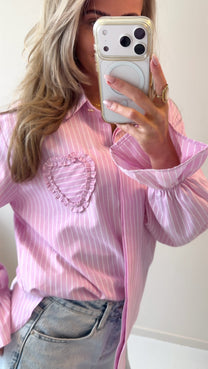 Blouse love story | Striped pink | Studio Poespas