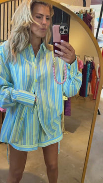 Short Yessie | Blue yellow stripe | Harper & Yve