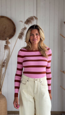Top Sweetstripes | Pink/brown | Studio Poespas