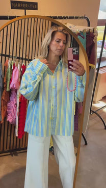 Blouse Yelena | Blue yellow stripe | Harper & Yve