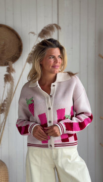 Cardigan Berry Bestie | Pink | Studio Poespas