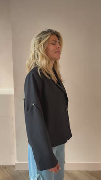 Oversized cropped blazer Star | Black | Refined Department