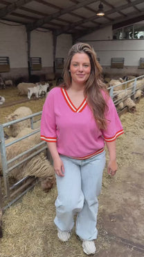 Retro Varsity top | Orange vs. Pink | Studio Poespas