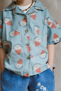 Shirt Morning egg all over | Light denim | Bobo Choses