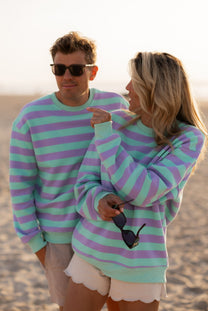 Sweater Stripesea unisex | Mint lilac | Studio Poespas