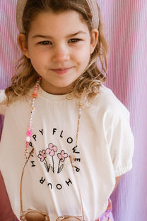 T-shirt boxy happy flower | Off-white | Sproet & Sprout