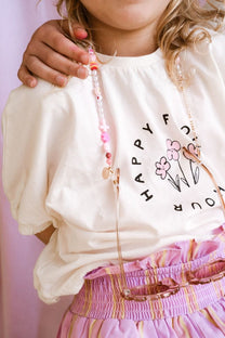 T-shirt boxy happy flower | Off-white | Sproet & Sprout