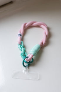 Telefoonkoord Mia | Kort | Roze/groen