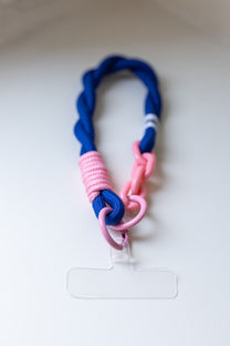 Telefoonkoord Mia | Kort | Blauw/roze