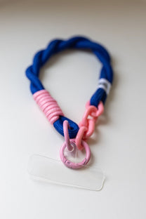 Telefoonkoord Mia | Kort | Blauw/roze