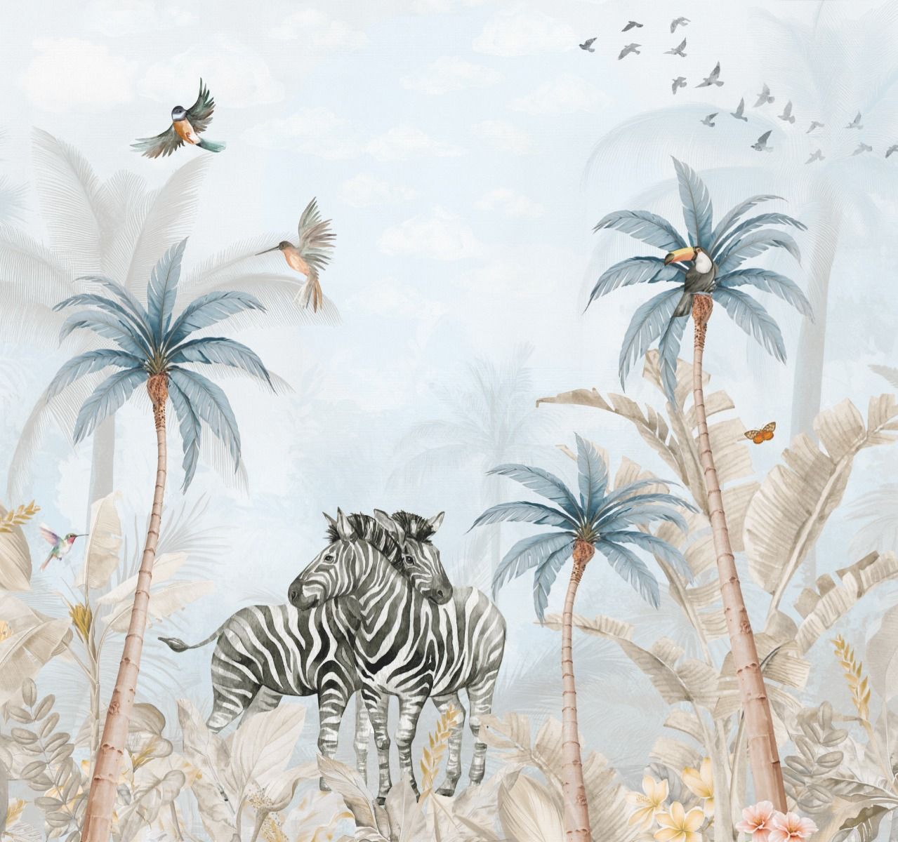 Behang Tropical Zebra's | Staaltje