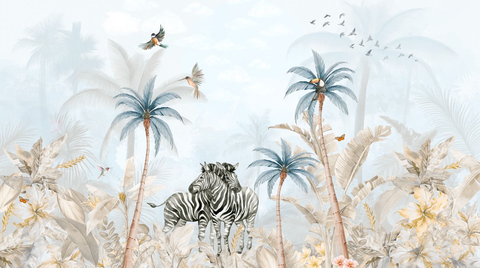 Behang Tropical Zebra's | Staaltje