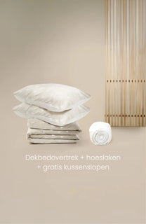 VOORDEELBUNDEL | Dekbedovertrekset Love on Top en hoeslaken Fresh White | SJUMO x Poespas