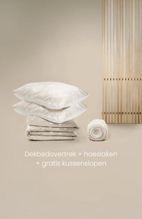 VOORDEELBUNDEL | Dekbedovertrekset Love on Top en hoeslaken Natural Dune | SJUMO x Poespas