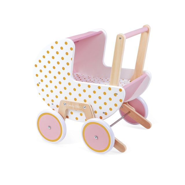 Roze poppenwagen | Houten speelgoed 