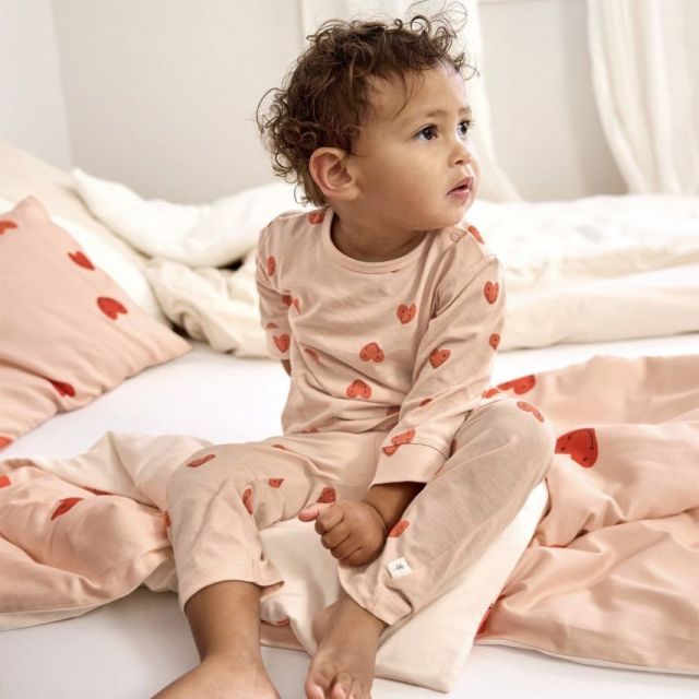 Kinder pyjama lang | Heart/peach rose | Lässig